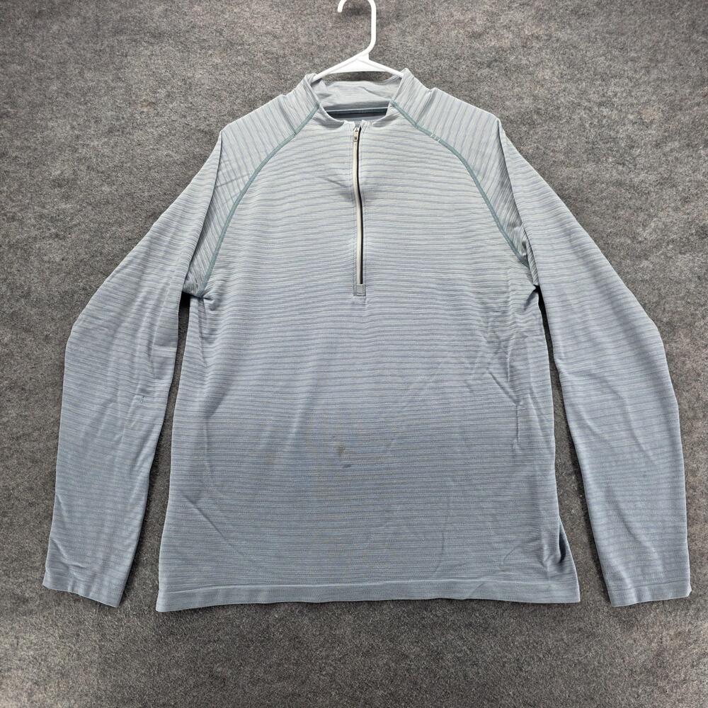 Lululemon Pullover Shirt Mens XL Light Blue Gray Quarter Zip Long Sleeve Running